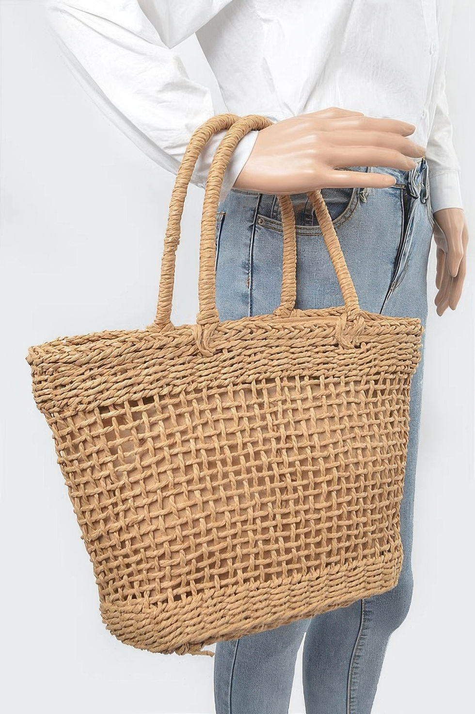 Thumbnail: Faux Straw Tote Bag