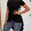 Thumbnail: Mesh Panel High-Low Peplum Blouse