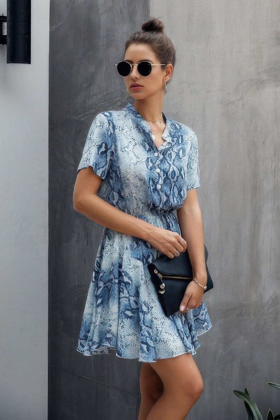 Thumbnail: Animal Drawstring Waist Shirt Dress
