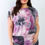 Thumbnail: Plus Purple & Black Tie-dye Ruched Shoulder Detail Top & Pants Set
