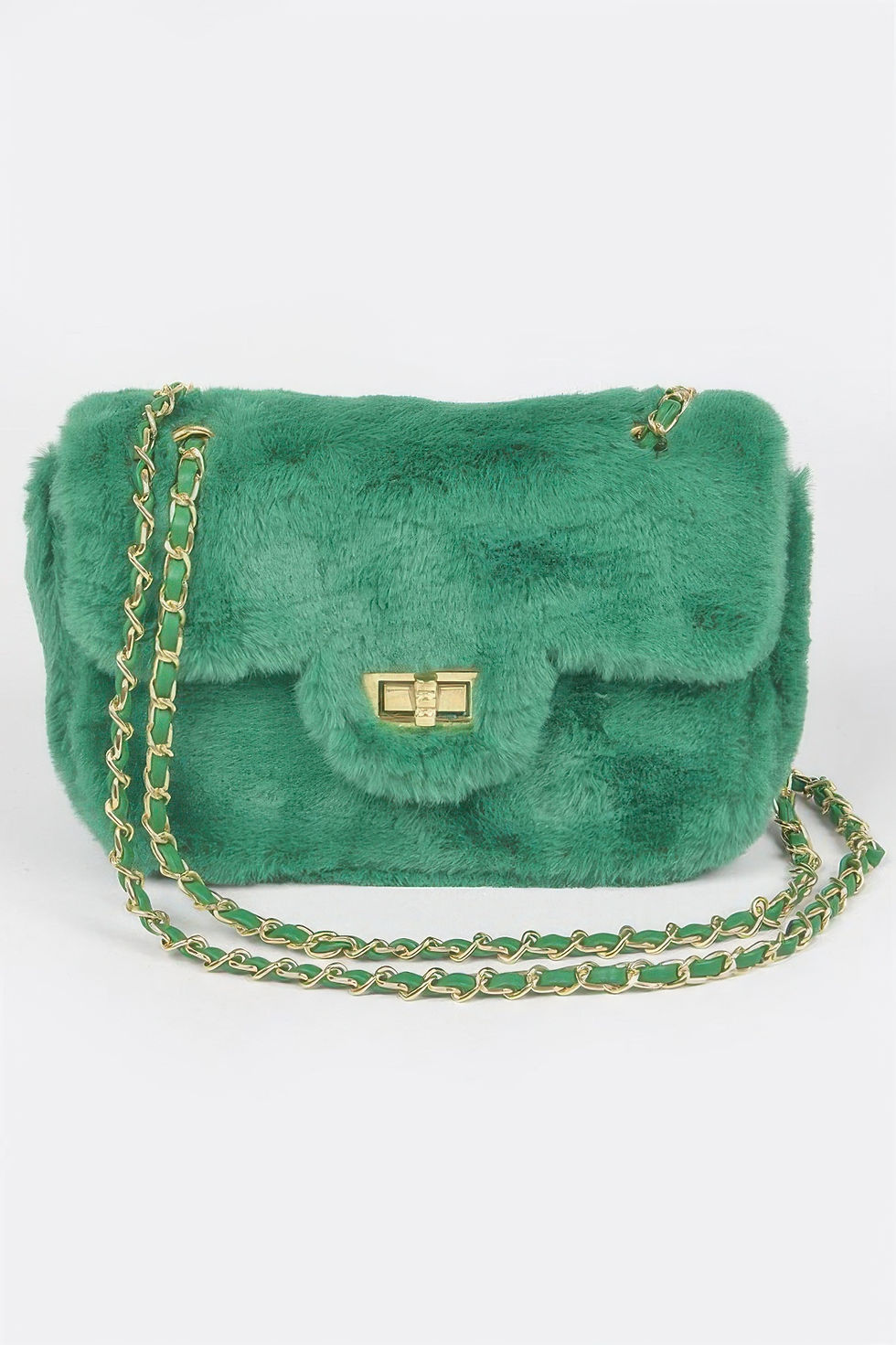 Thumbnail: Faux Wool Flap Shoulder Bag