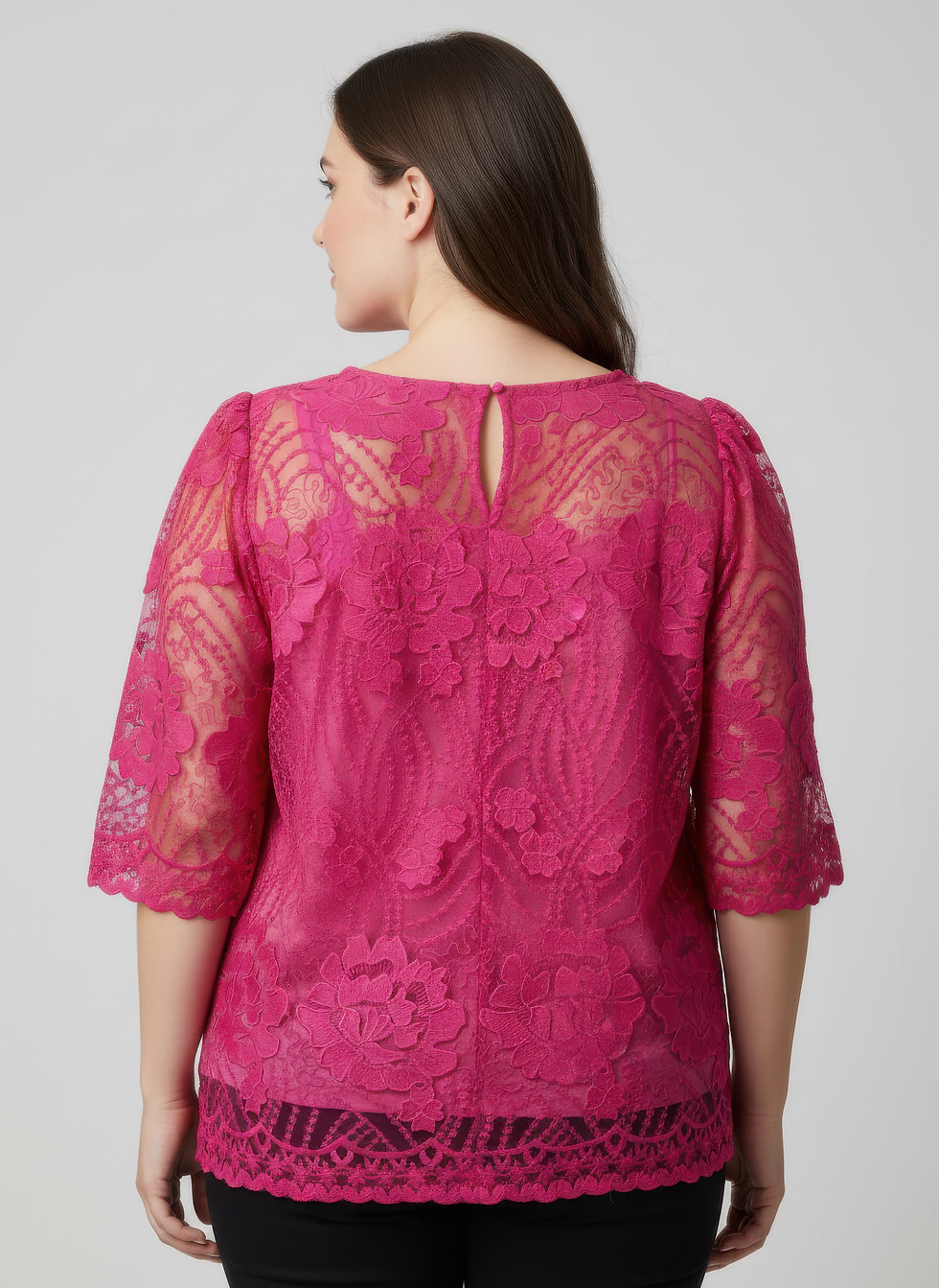 Thumbnail: Elegant Floral Lace Sleeve Blouse