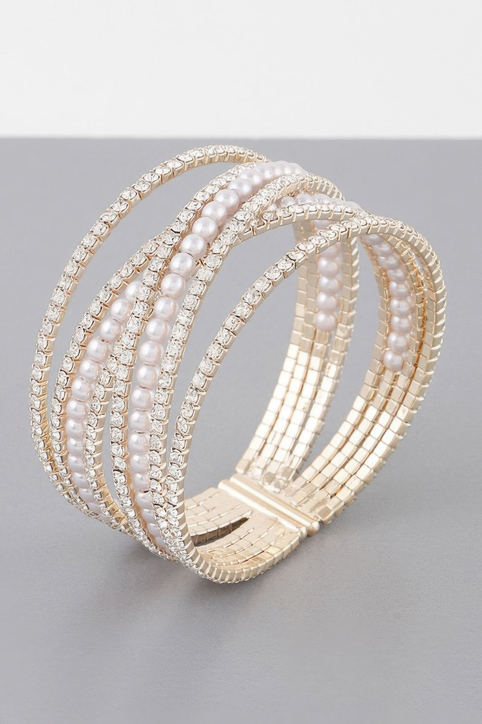 Thumbnail: Multi Cross Jewel Cuff Bracelet