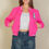 Thumbnail: Ezwear Letter Patched Crop Varsity Jacket