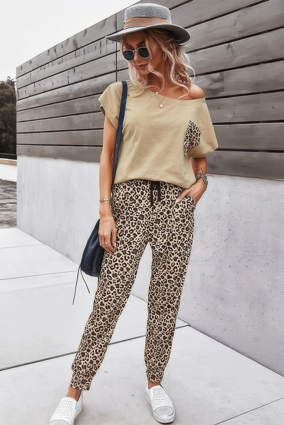 Two Pieces Leopard Print Shirt And Pant Sets