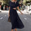 Thumbnail: Solid Round Neck Cutout Waist A Line Midi Dress