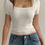 Thumbnail: Square Neck Lace Trim High Waist Tee