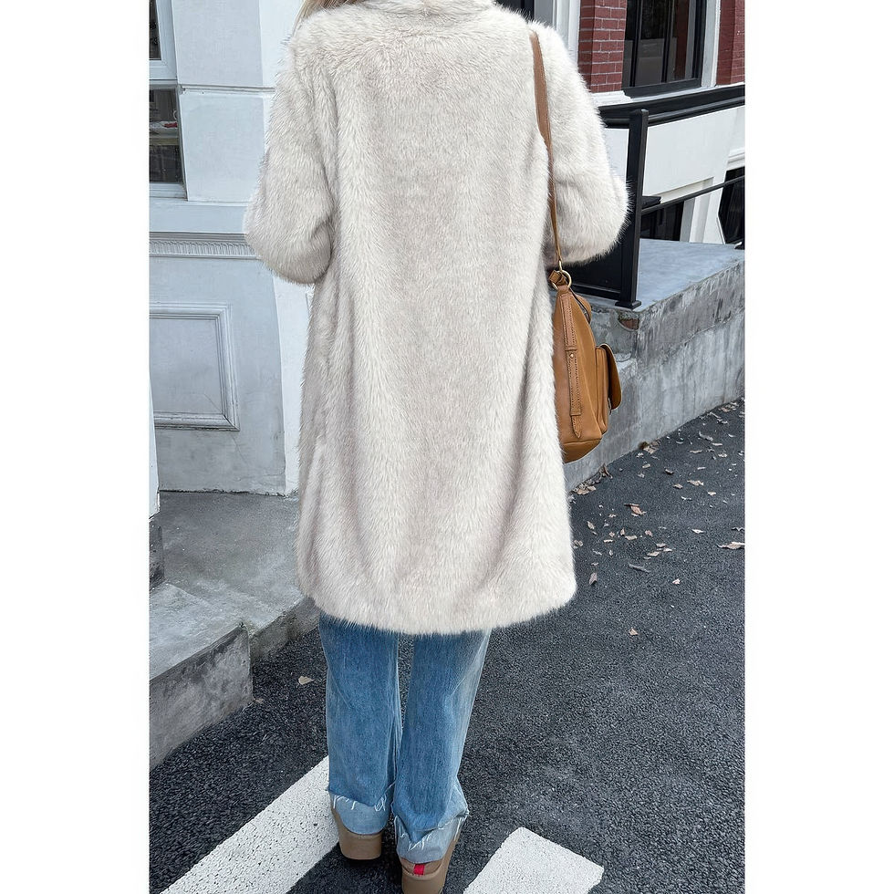 Thumbnail: Solid Fluffy Faux Fur Shaggy Long Body Outwear