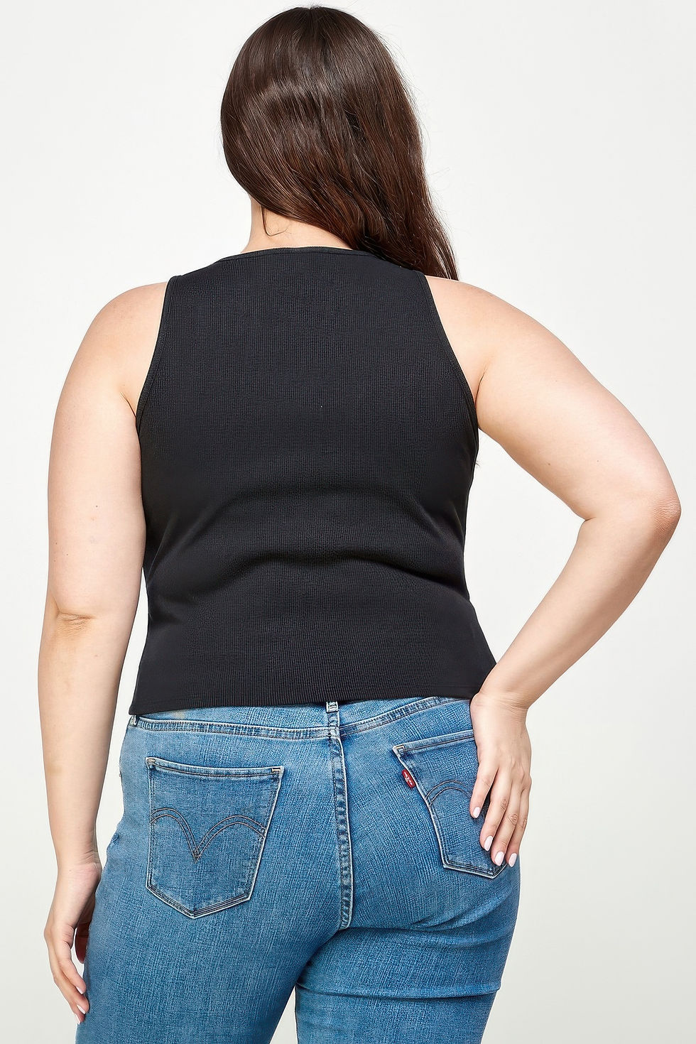 Thumbnail: Plus Size Ribbed Sleeveless Ruched Tank Top