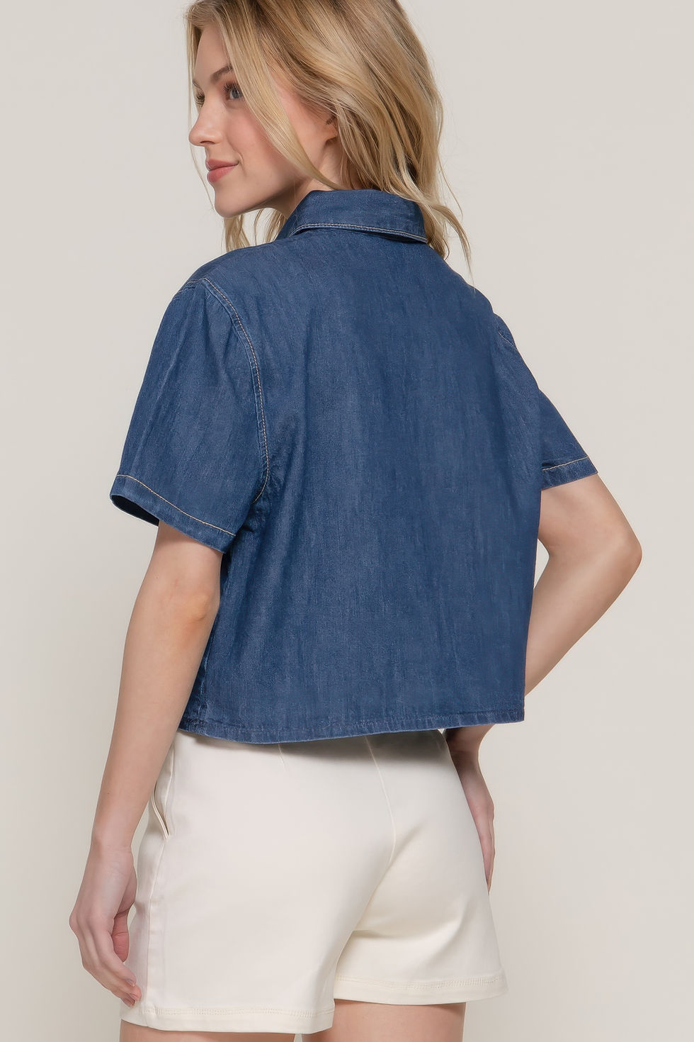 Thumbnail: Short Sleeve Boxy Denim Shirt