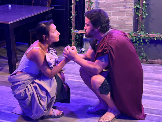 Two actors performing Shakespeare’s Julius Caesar at Babcock Studios