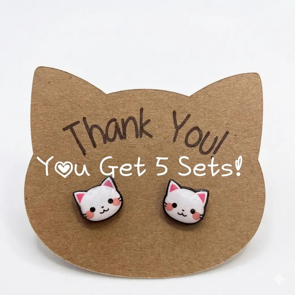 Kitty cat resin earrings set of 5