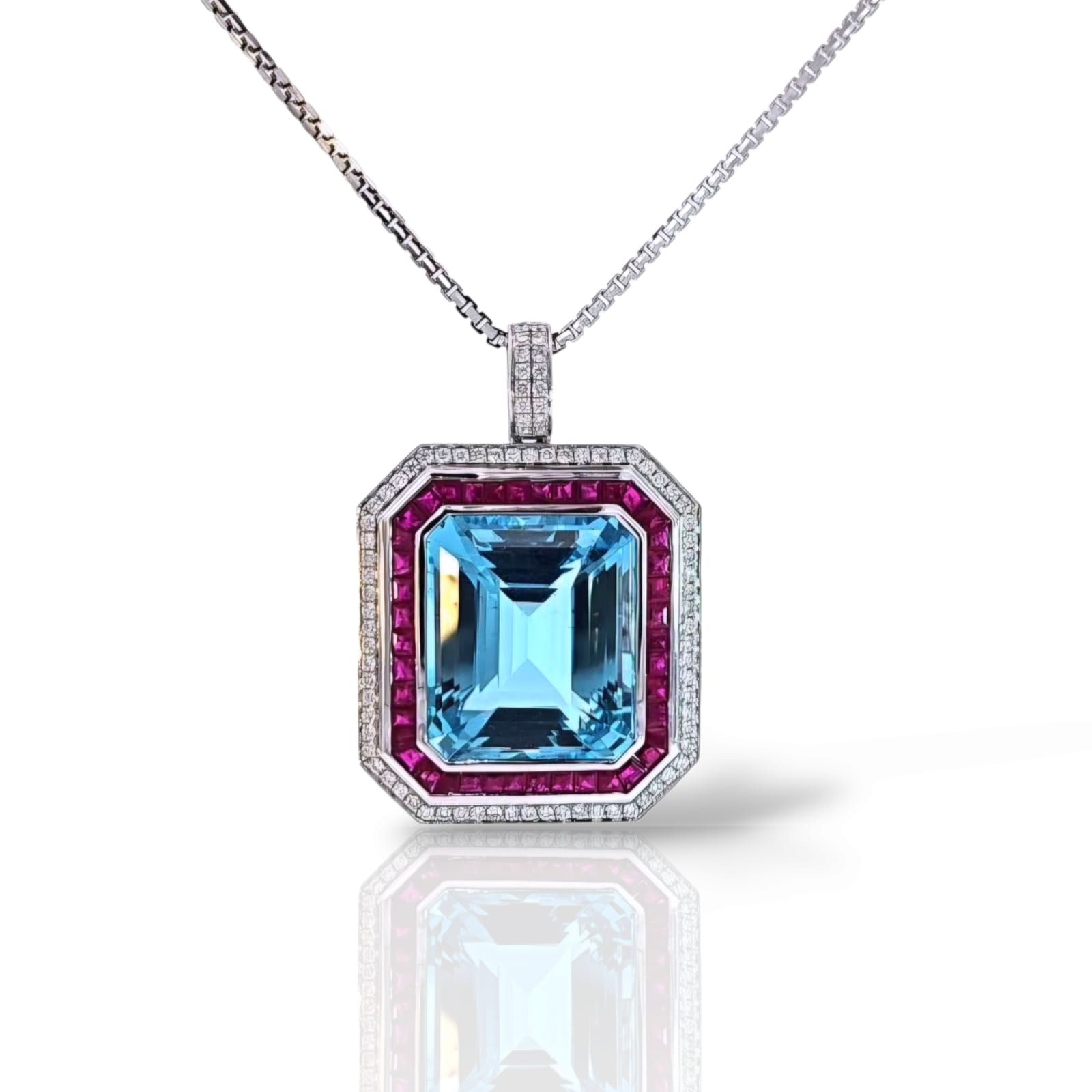 Santa Maria unisex briliantový prívesok s rubínmi a Aquamarínom