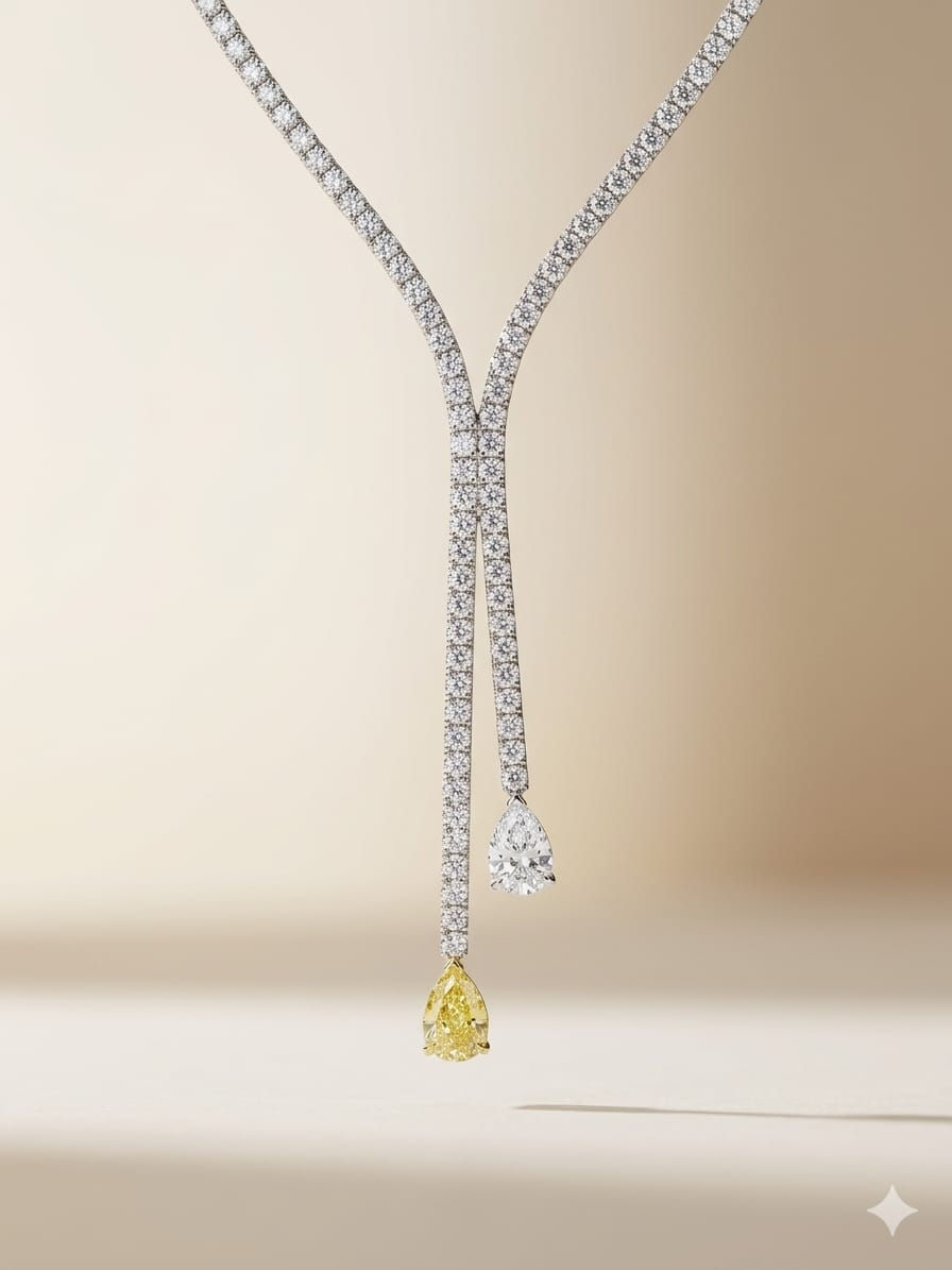 Miniatura: Twin Pear náhrdelník s prírodnými briliantmi