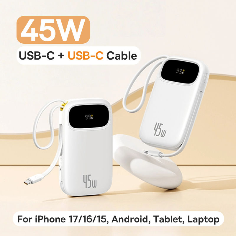 Thumbnail: Baseus 45W 20000mAh Power Bank 10000mAh Built-In Retractable USB-C & Lightning C