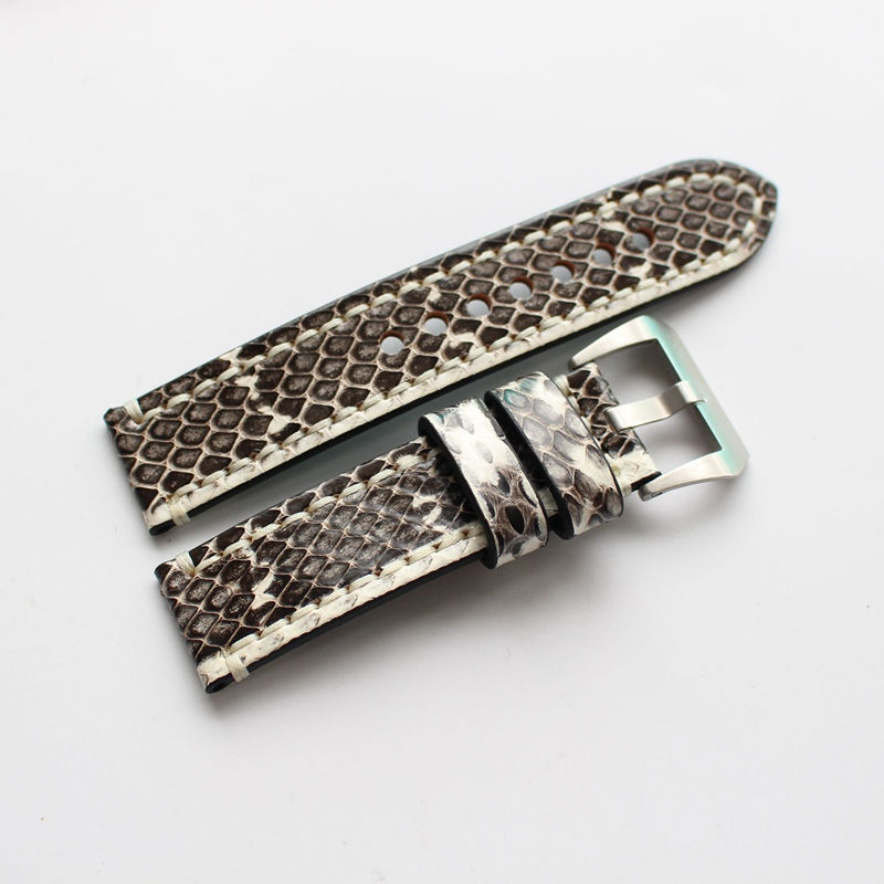 サムネイル： Python Leather strap 20MM 22MM 24MM White grey strap
