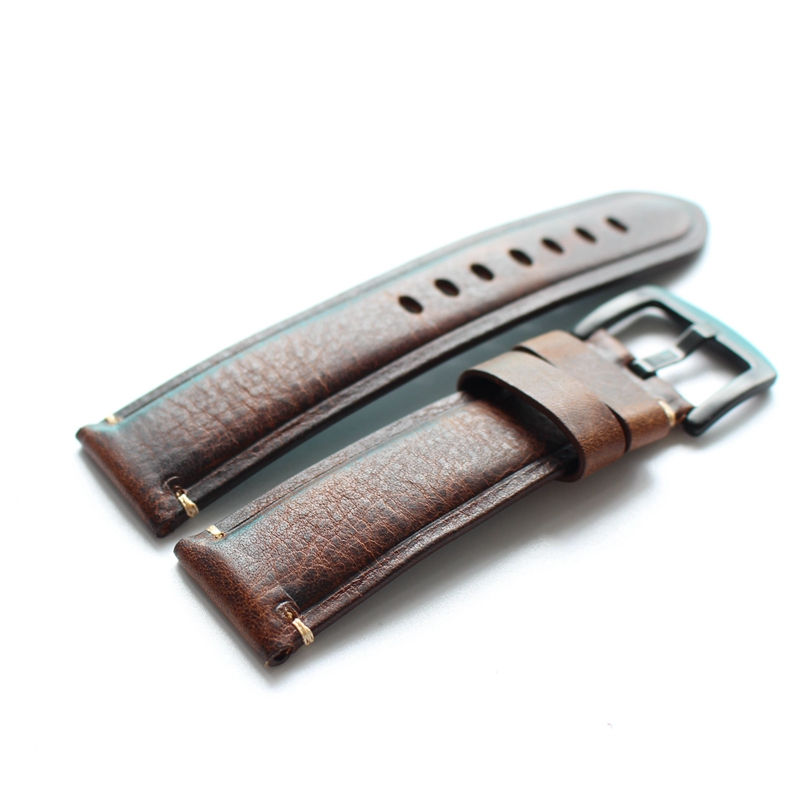 Miniature : 20mm 22mm Bracelet en cuir fait main
