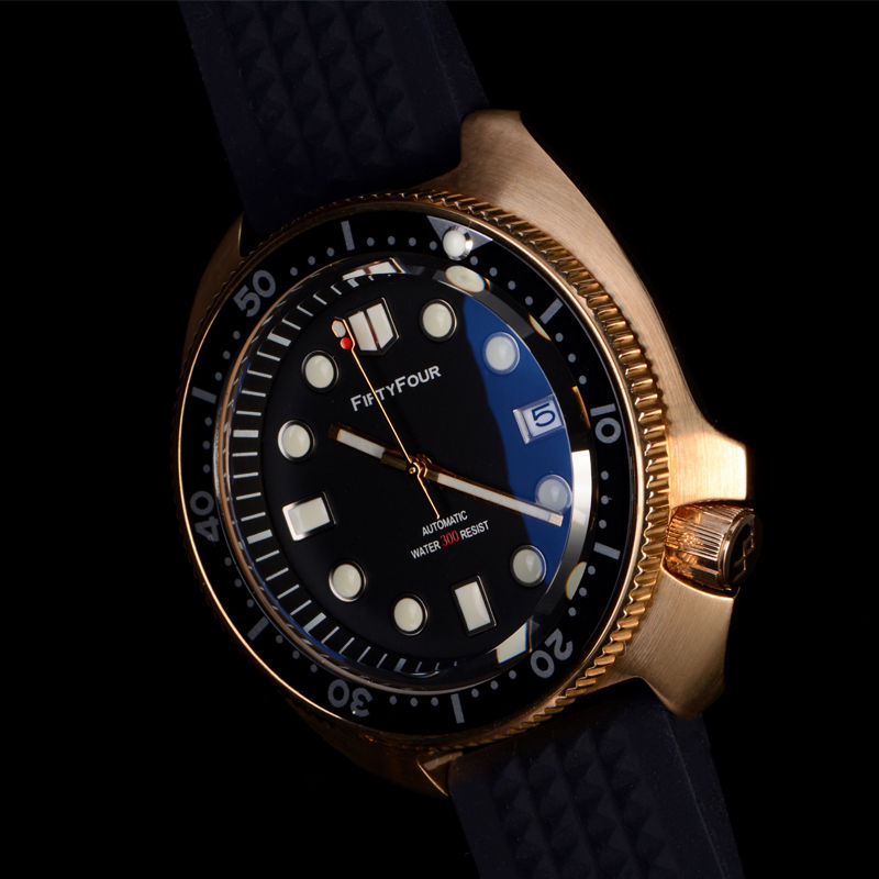 Thumbnail: Black Bronze watch 44mm turtle man diver watch