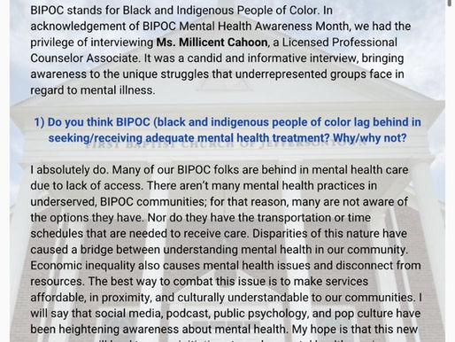 BIPOC Mental Health Awareness Week Newsletter
