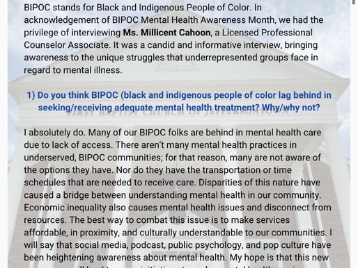 BIPOC Mental Health Awareness Week Newsletter