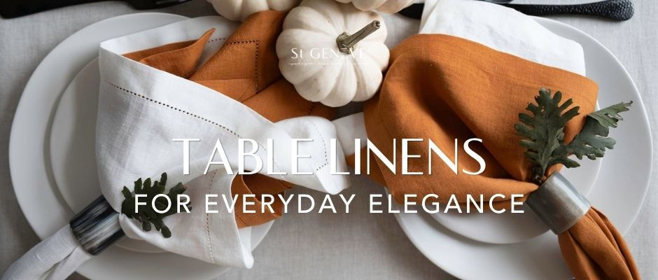 Banner with blog title "Table linens for everyday elegance"