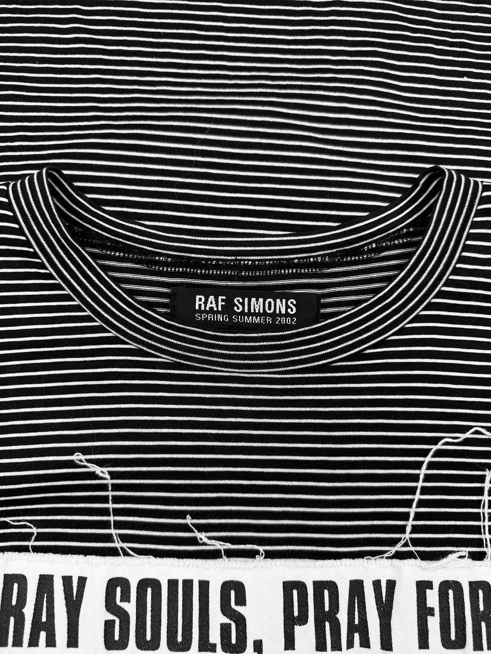 Thumbnail: SS02 Raf Simons ‘Stray Souls’ Striped Chest Patch Long Sleeve Shirt