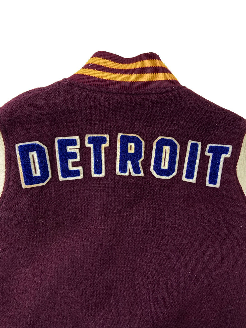 Thumbnail: Hysteric Glamour “Detroit” Maroon Patched Leather Varsity Jacket 