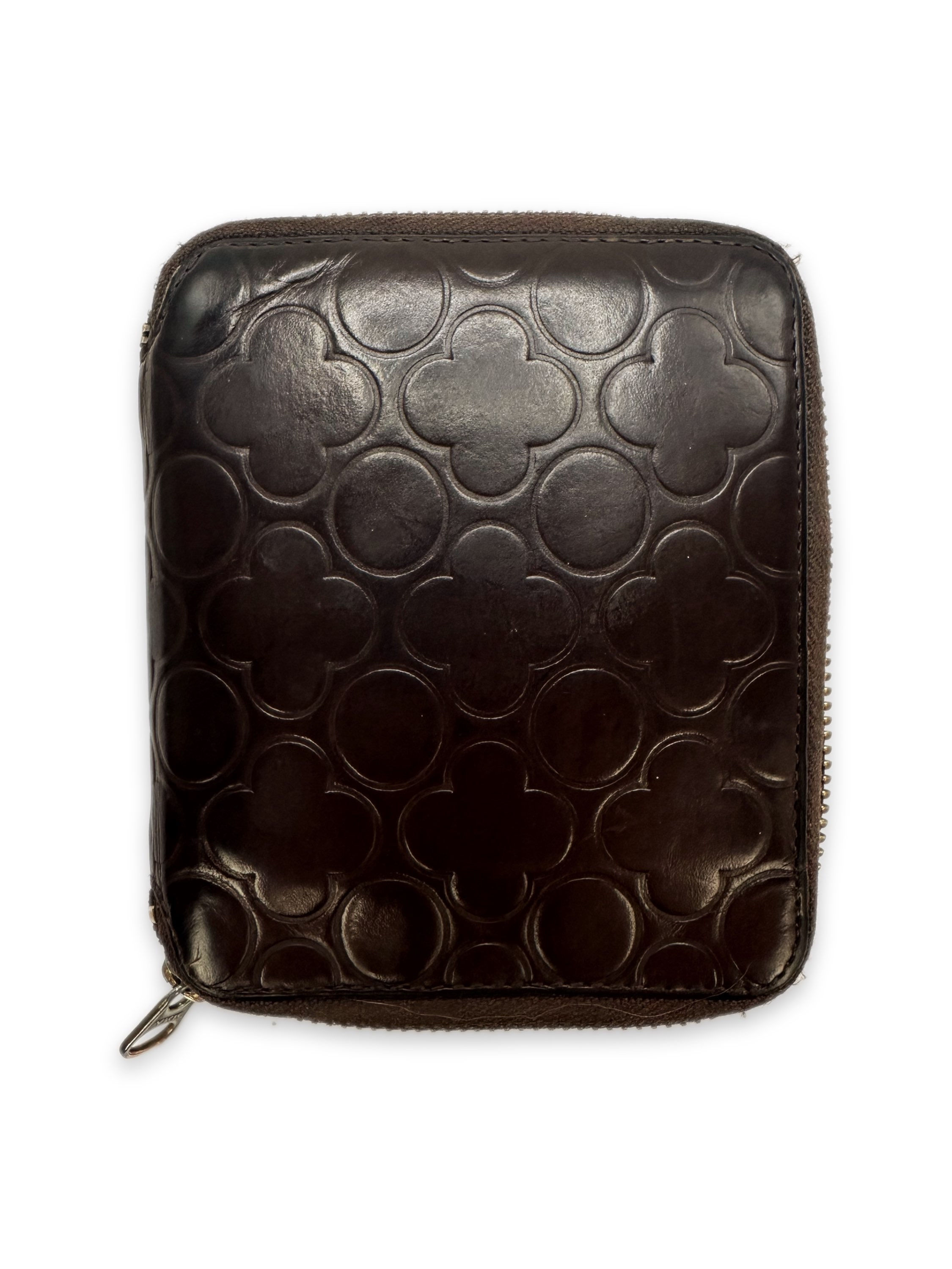 00s Comme des Garçons Brown Leather Embossed Bifold Wallet