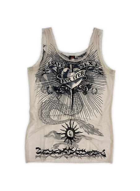 SS96 Jean Paul Gaultier 'Safe Sex Forever' Mesh Tattoo Tank-top