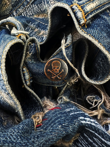 AW05 Undercover 85 Reworked 'Arts & Crafts' Distressed Blue