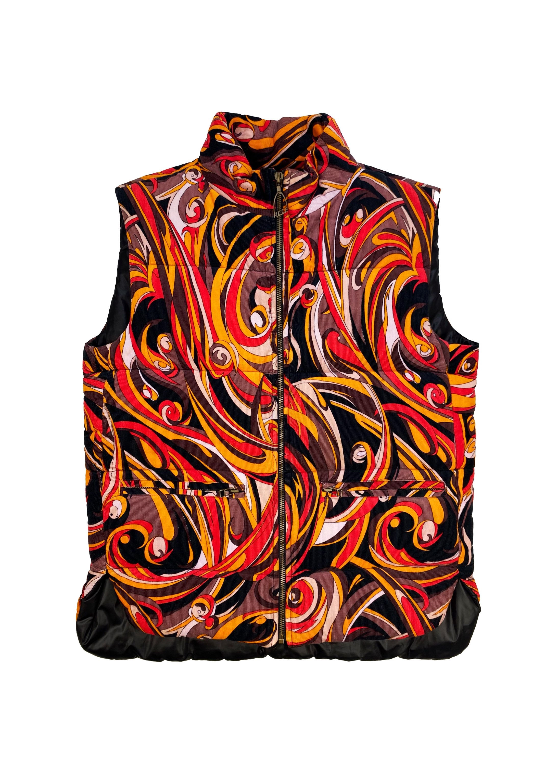 00s Yoshiyuki Konishi Spiral Full Print Down Fill Puffer Vest