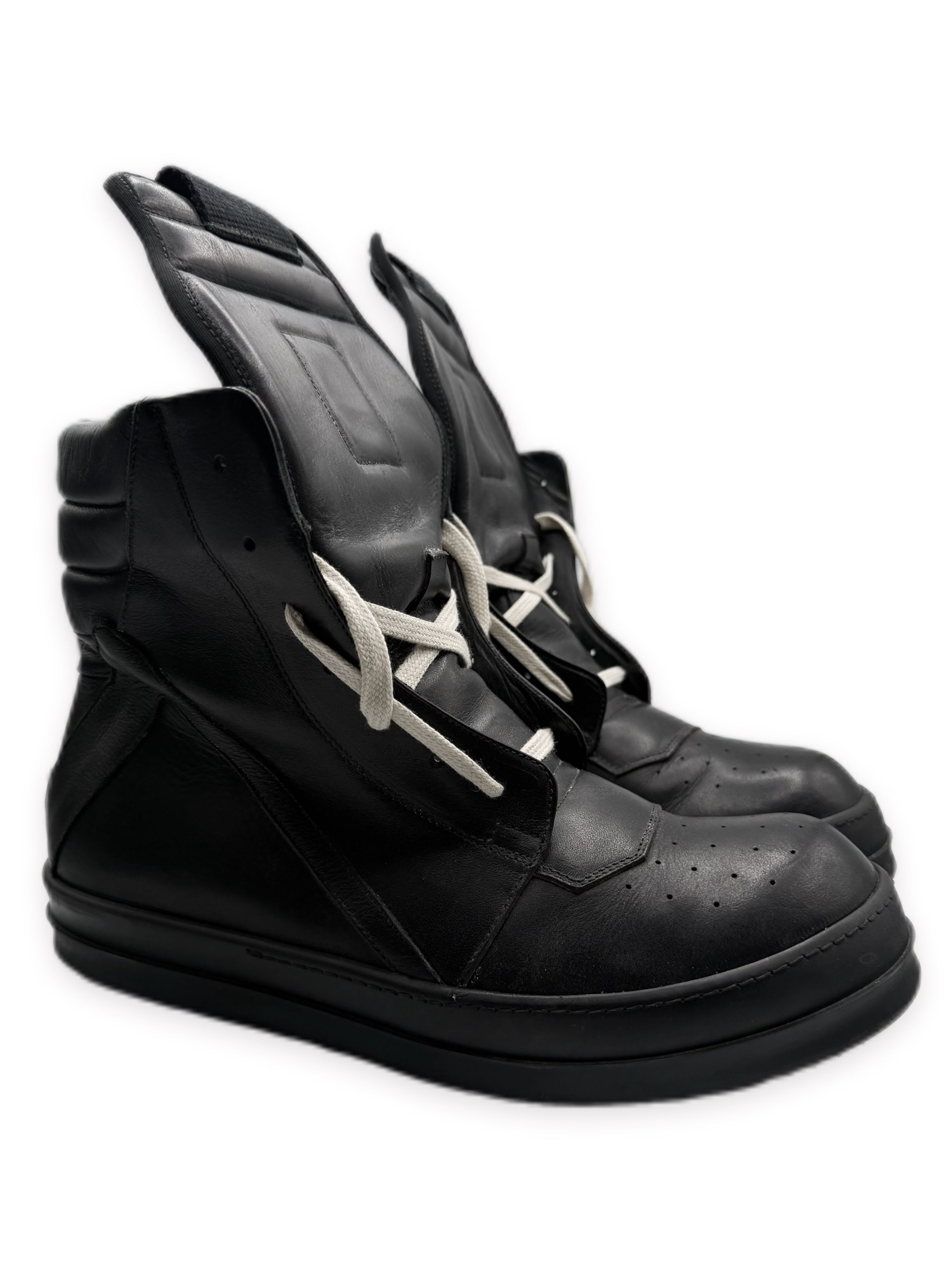 Rick Owens Geobasket Triple Black Leather Hi-top Side-zip Sneakers 