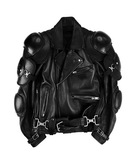00s Kadoya 'Battle Suit' Armoured Black Leather Biker Jacket
