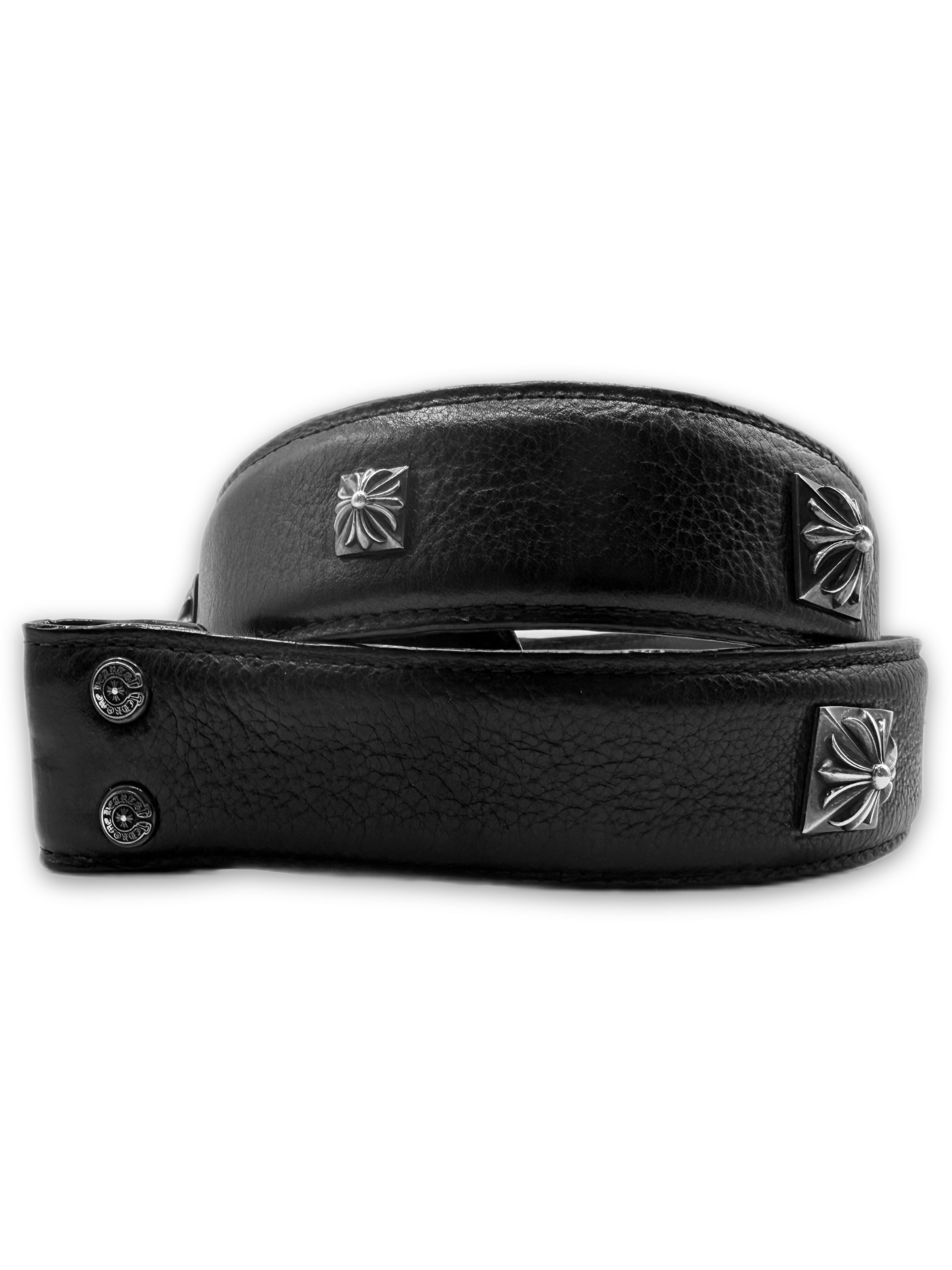 Chrome Hearts Pyramid Stud Black Leather Belt Strap