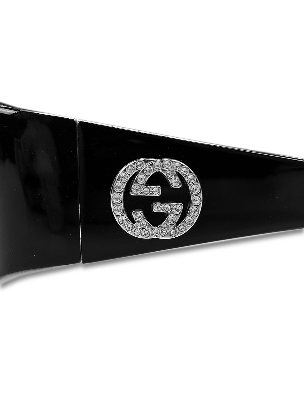 Thumbnail: Gucci ‘GG’ Rhinestone Logo Black Glossy Rounded Frame Sunglasses