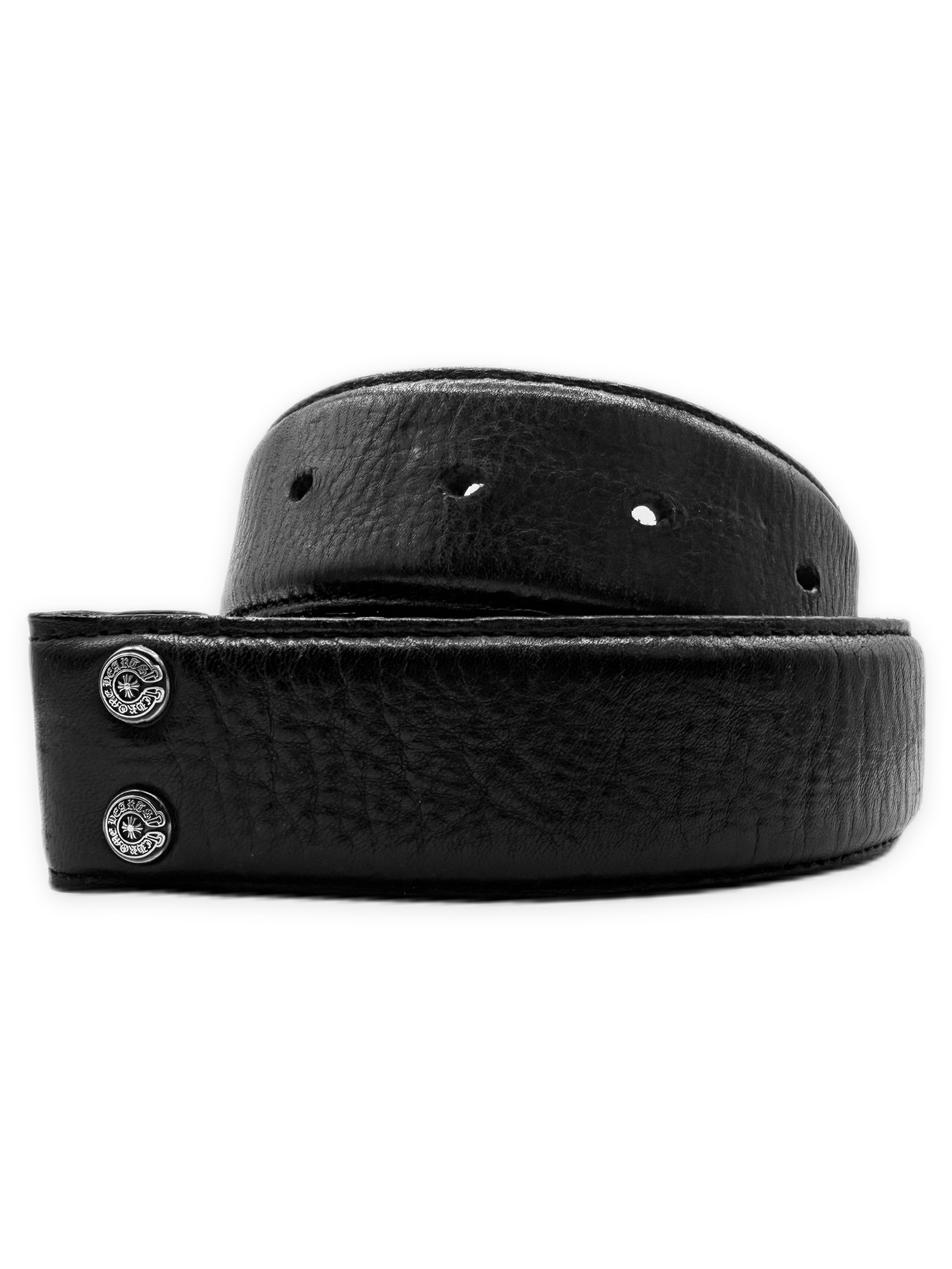 Chrome Hearts Black Leather .925 Silver Belt Strap