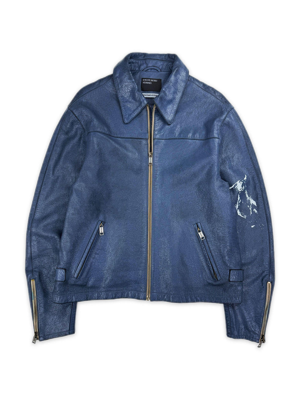 Thumbnail: SS24 Enfants Riches Deprimes Spanish Elegy Blue Moto Leather Jacket