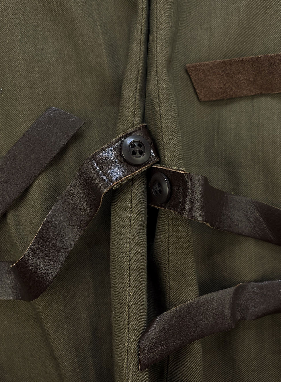 Thumbnail: AW04 Helmut Lang Leather Strap Olive Green Bondage Pants