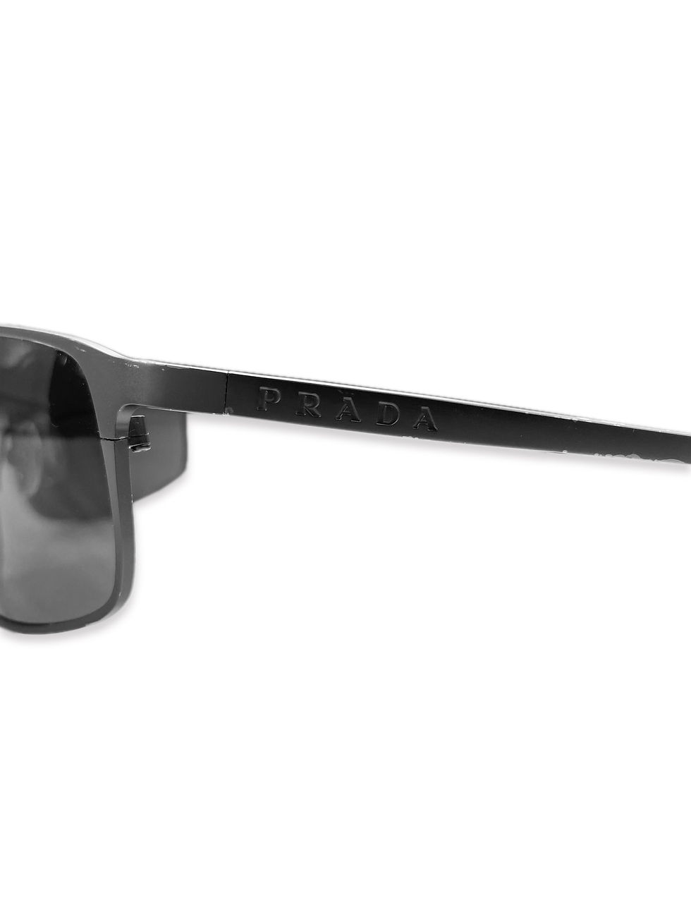Thumbnail: Prada Titanium Gun Metal Dark Tint Engraved Sunglasses