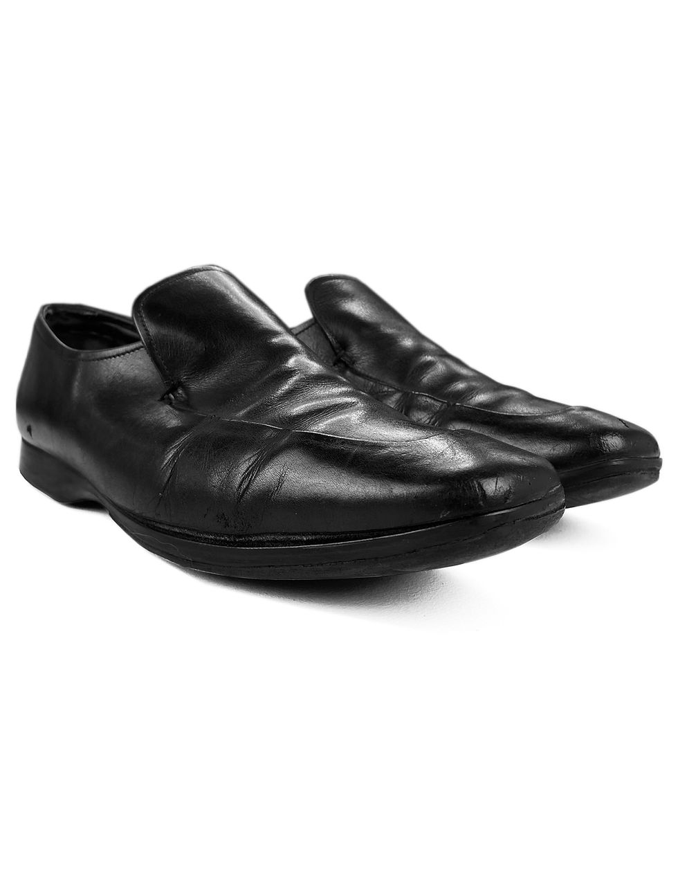Prada Black Leather Slip-on Loafers
