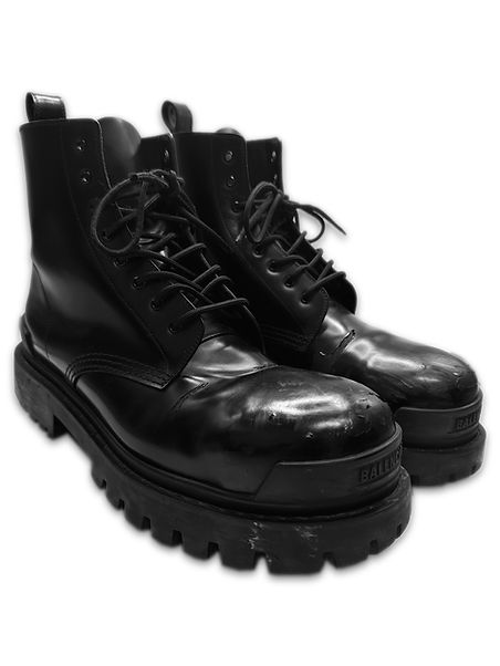 Balenciaga 'Strike' Patent Leather Lace Combat Boots | ArchiveThreads