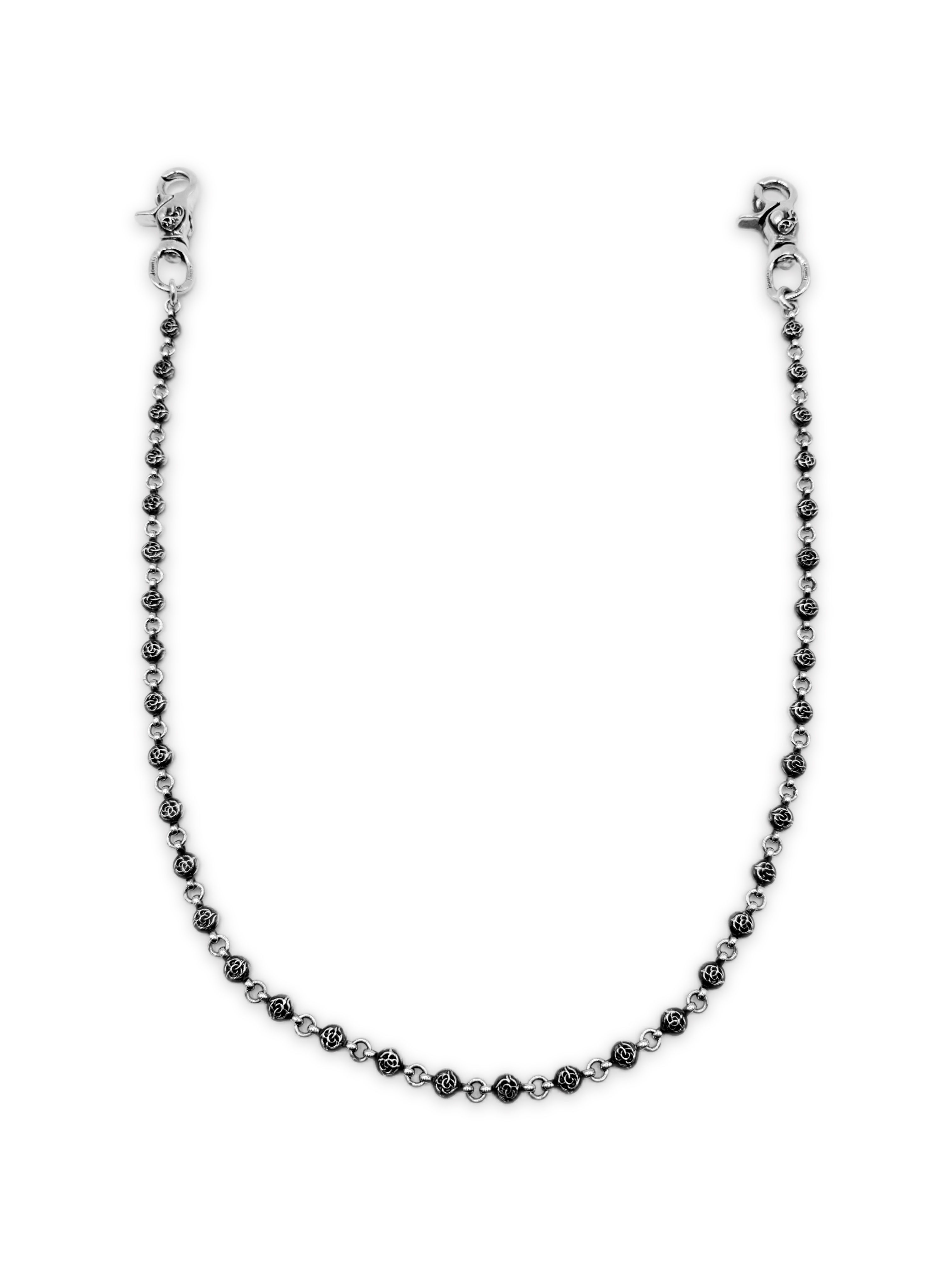 Chrome Hearts Floral Ball 31.5 in Heart Lobster Clasp .925 Silver Wallet Chain 