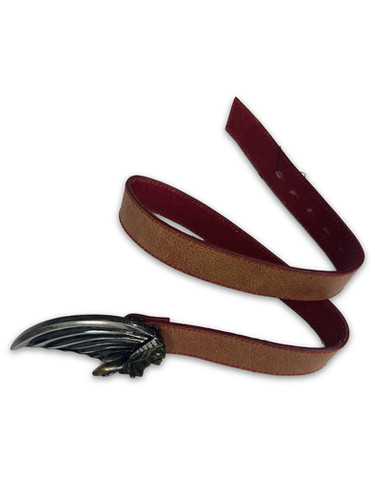 00s Tornado Mart Silver Tribal Buckle Leather Belt