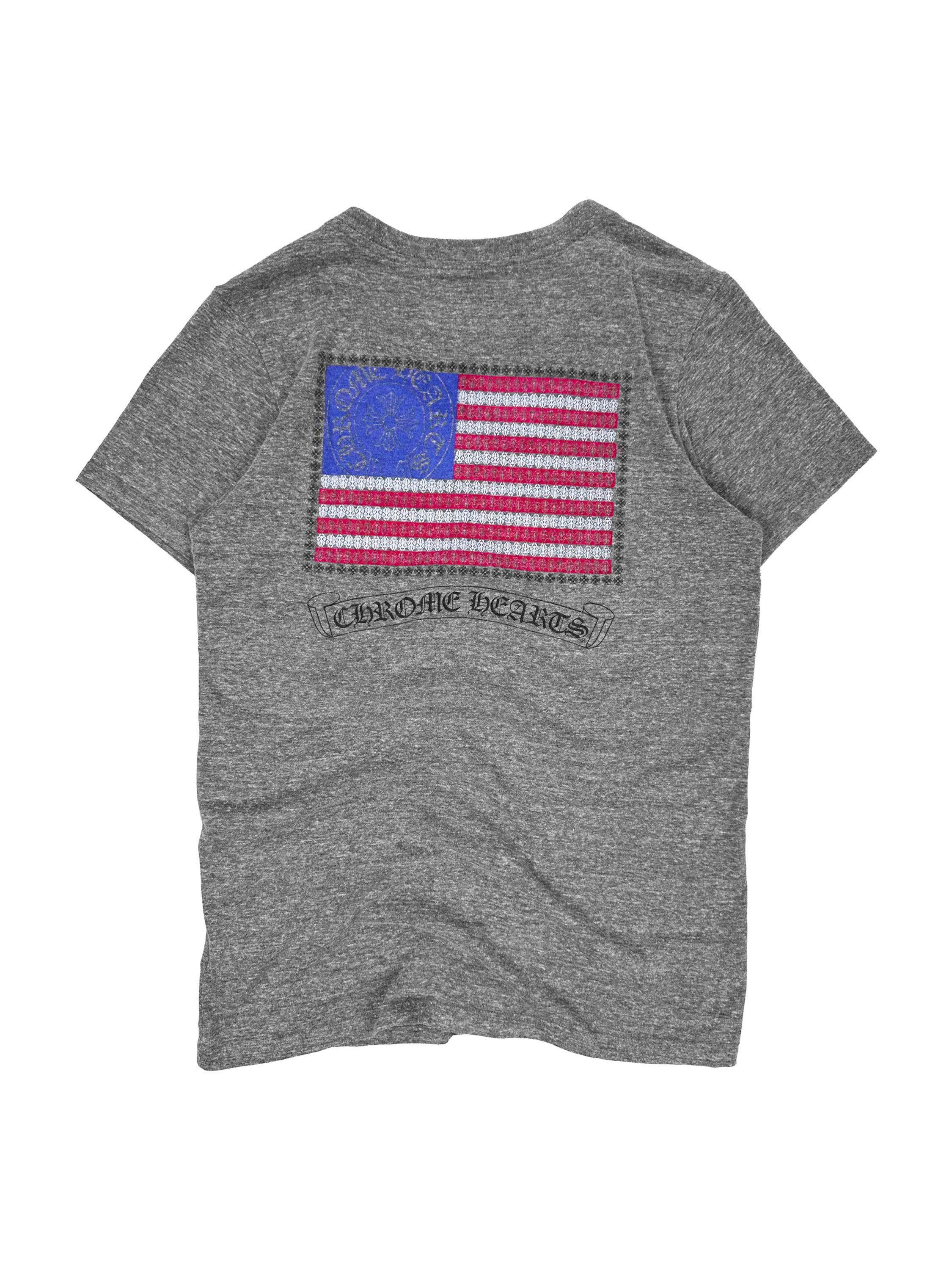 Chrome Hearts Flag Logo CH Motif Heather Grey T-Shirt