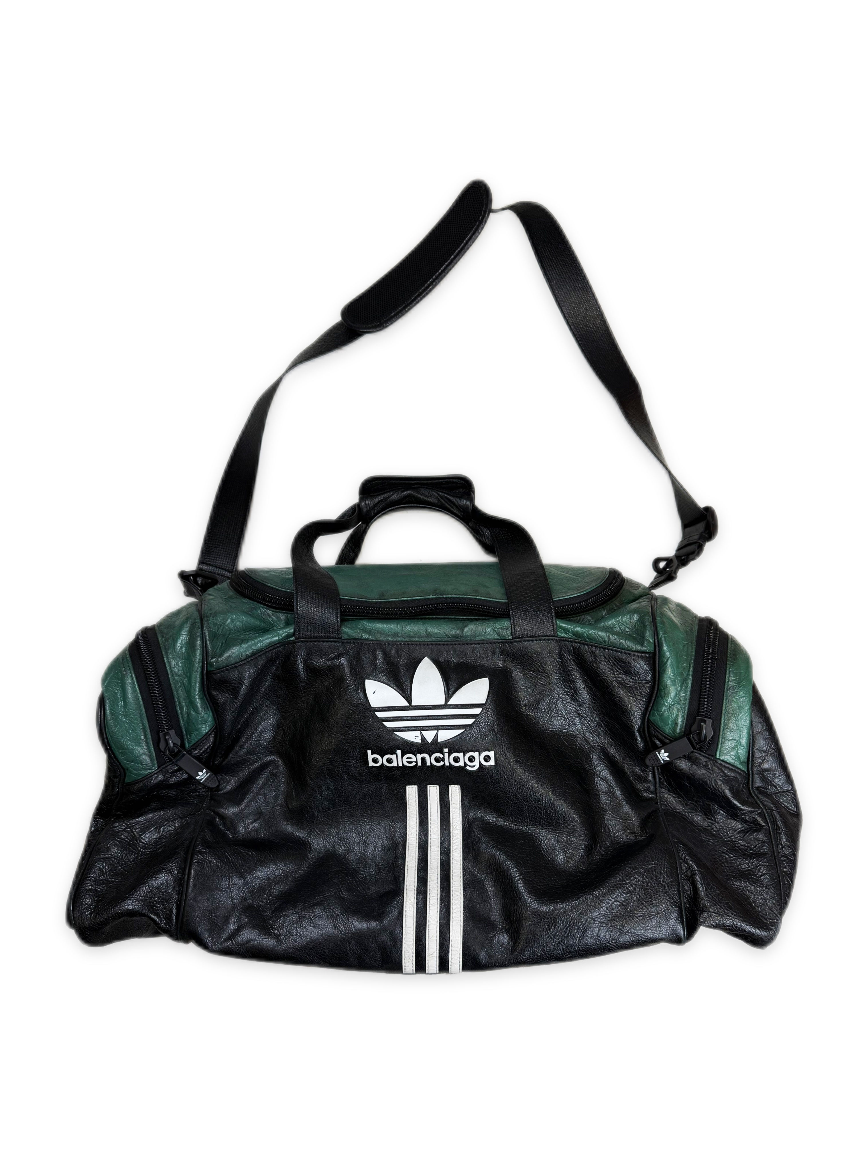 SS23 Balenciaga x Adidas Three Stripe Leather Trefoil Duffle Bag