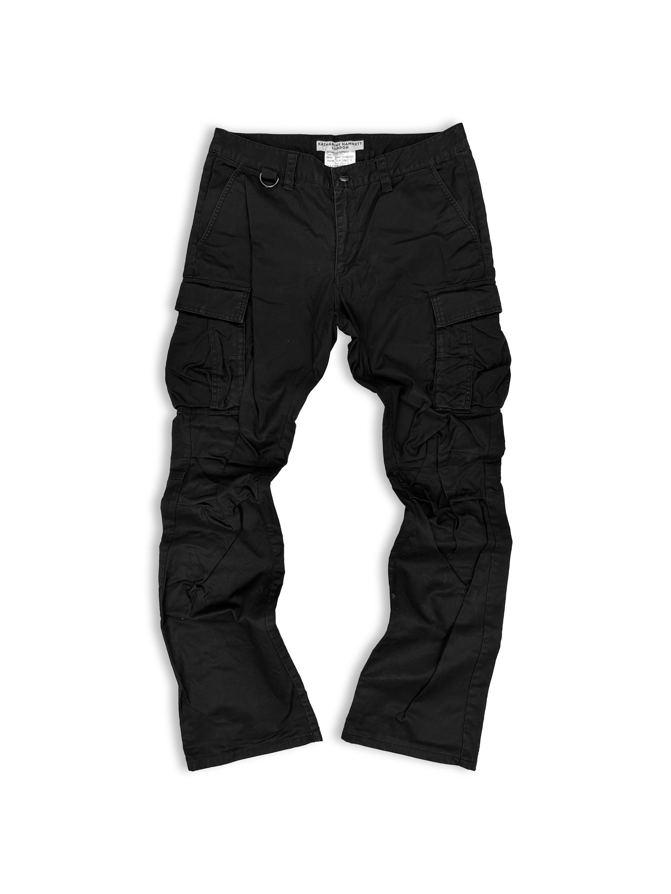 Katharine Hamnett Black D-Ring Flared Cargo Pants