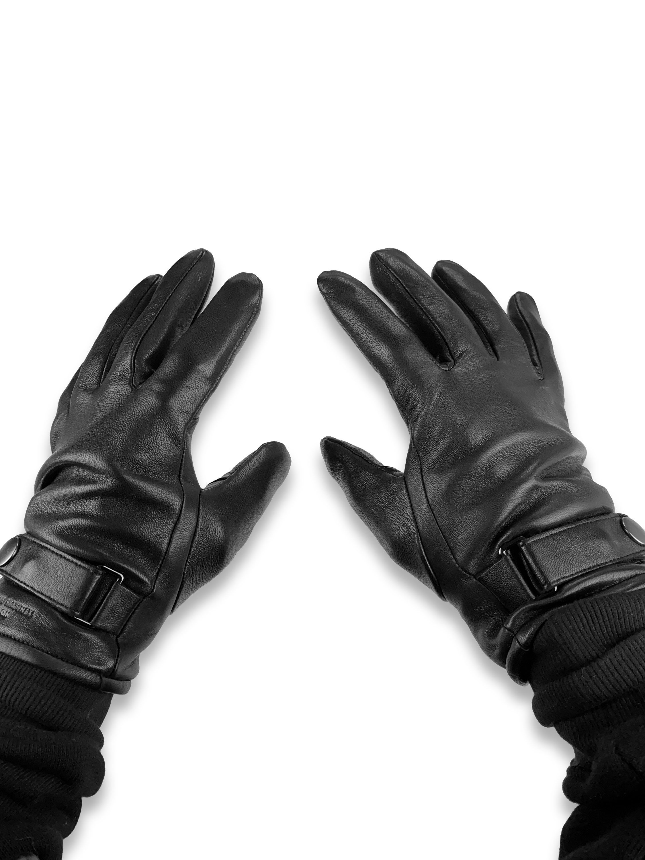 00s Katharine Hamnett Calfskin Leather Embossed Gloves