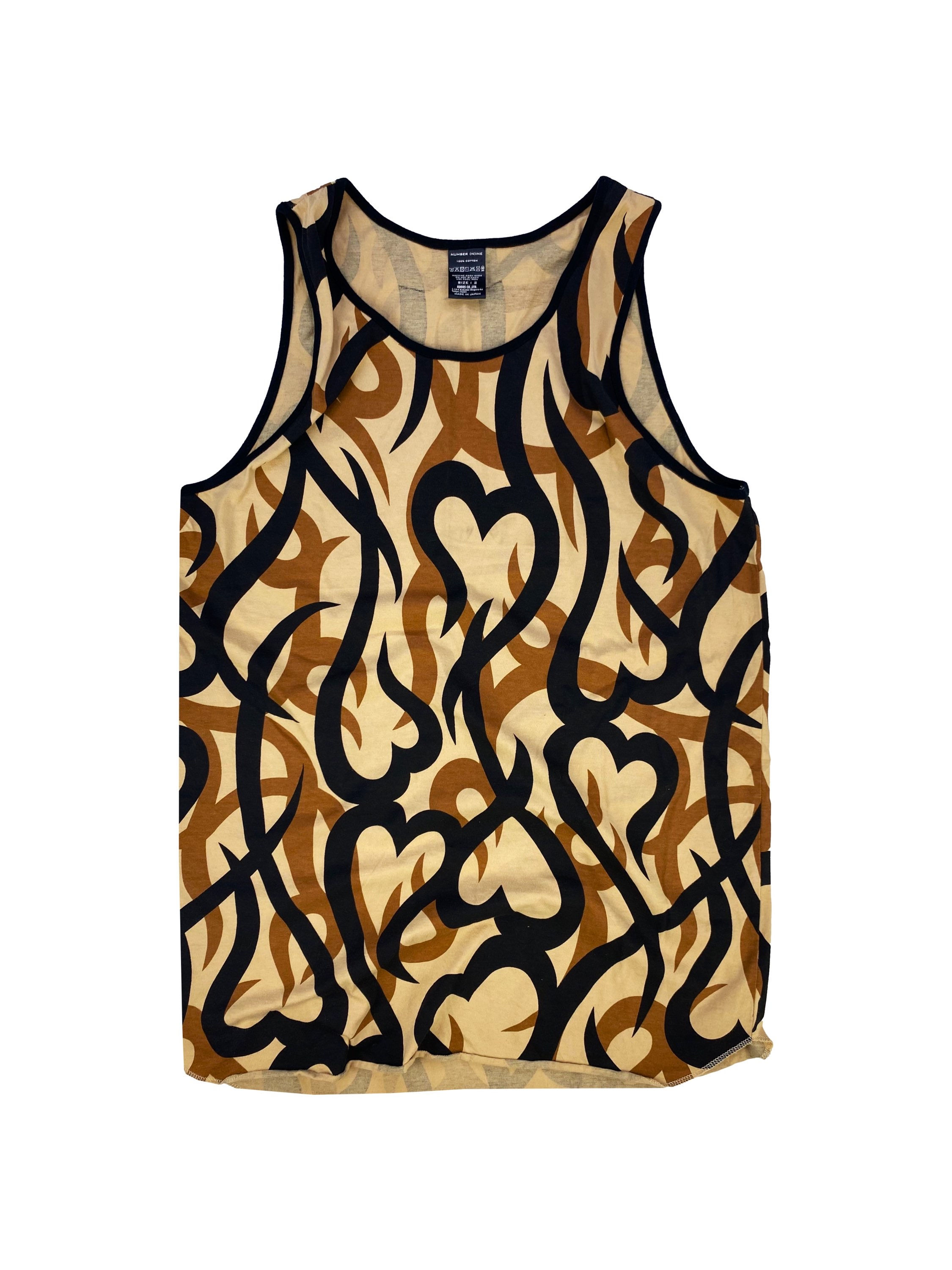 Number (N)ine Tribal Heart Motif Camo Sleeveless Tank-top