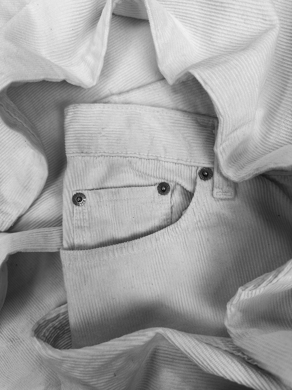 Thumbnail: 00s Helmut Lang White Corduroy Boot Cut Pants
