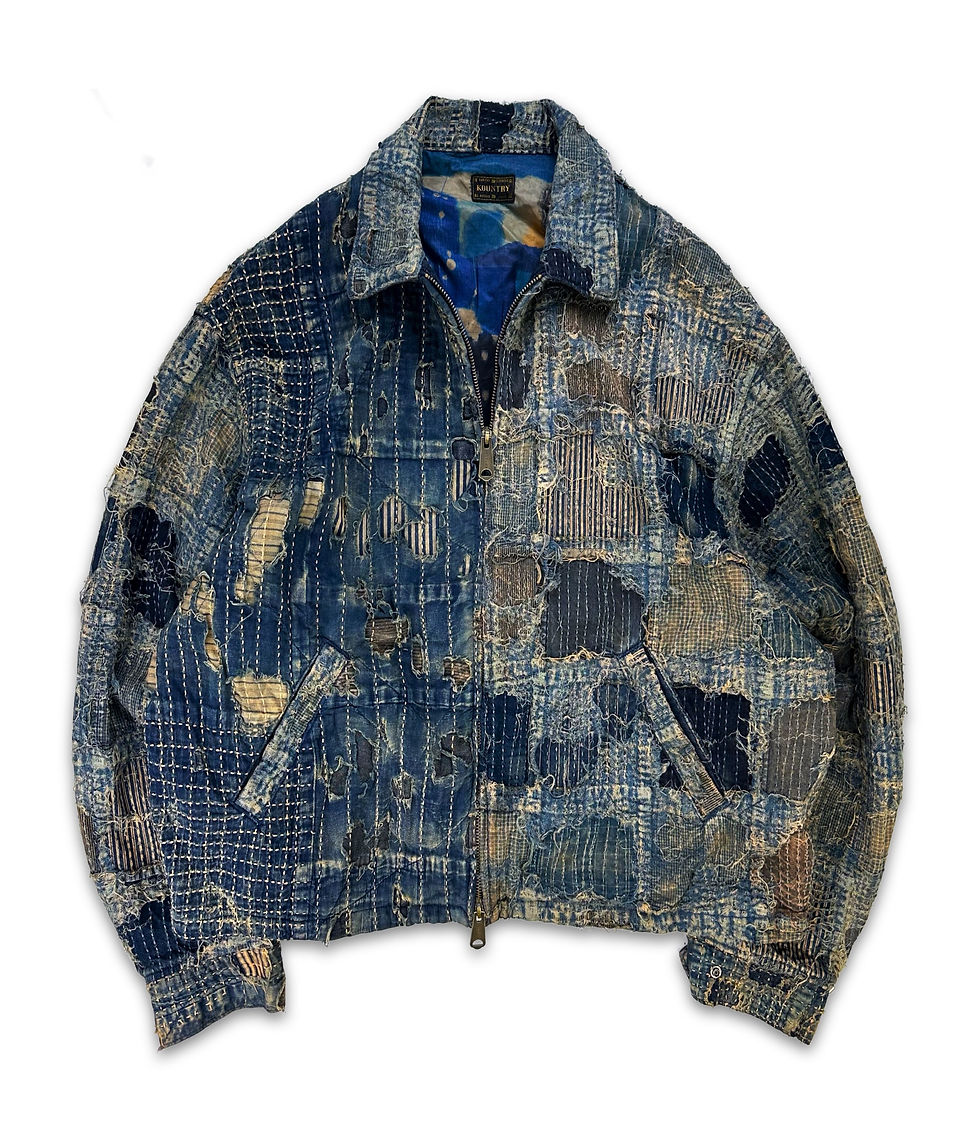 Thumbnail: AW24 Kapital ‘Boro’ Stitch Zip-up Reworked Denim Jacket